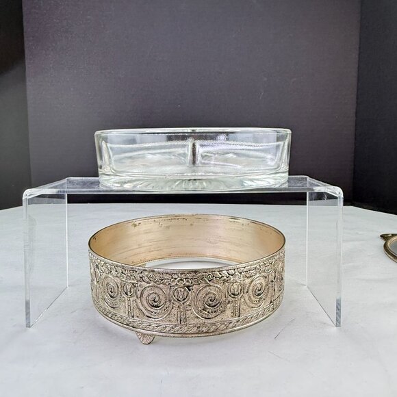 Vintage PNCW Silverplate Covered Divided Glass Relish Tray - Picture 8 of 14